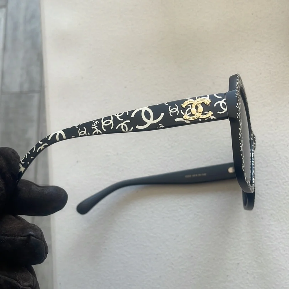 Chanel Sunglasses Glasses Out of Protective Case Large Ergonomics Black - Picture 2 of 16